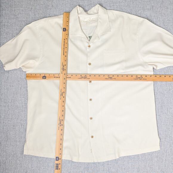 Tommy Bahama Men's 2XL Camp Shirt Rum Bar Embroidered Beige Silk - Picture 9 of 10